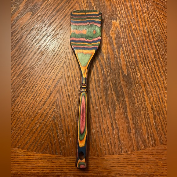 Beautiful Colorful Carved Heavy Wooden Kitchen Spatula! - Picture 8 of 16
